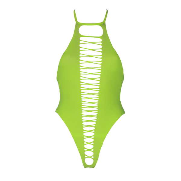 Grüner leuchtender High Cut Body mit elegantem Halterneck Design von Ouch! by Shots – Ansicht 13