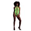 Grüner leuchtender High Cut Body mit elegantem Halterneck Design von Ouch! by Shots