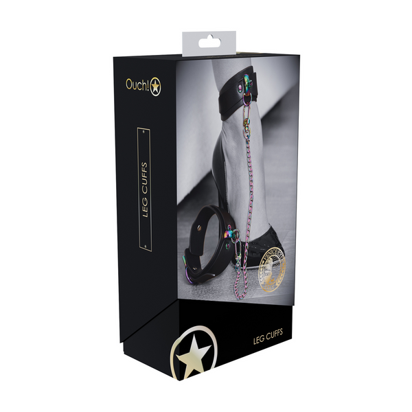 Schwarze elegante Knöchelmanschetten mit glänzendem Hardware Finish von Ouch! by Shots – Ansicht 2