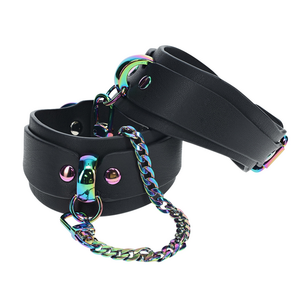 Schwarze elegante Knöchelmanschetten mit glänzendem Hardware Finish von Ouch! by Shots – Ansicht 4