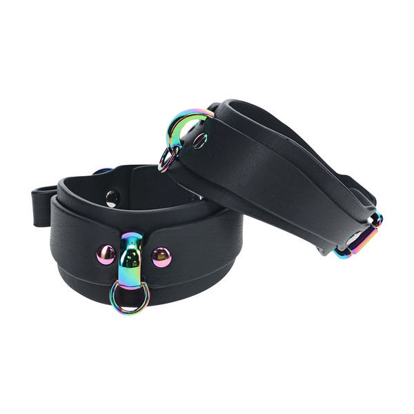 Schwarze elegante Knöchelmanschetten mit glänzendem Hardware Finish von Ouch! by Shots – Ansicht 6