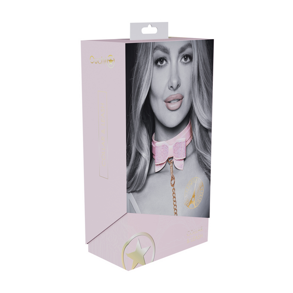 Pinkes aufregendes glamouröses Halsband mit passender eleganter Führleine von Ouch! by Shots – Ansicht 2