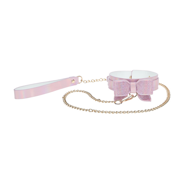 Pinkes aufregendes glamouröses Halsband mit passender eleganter Führleine von Ouch! by Shots – Ansicht 4