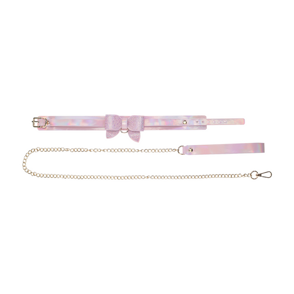 Pinkes aufregendes glamouröses Halsband mit passender eleganter Führleine von Ouch! by Shots – Ansicht 5