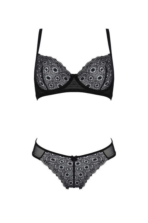 Transparentes Netz-Dessous-Set mit Bügel-BH und Slip | Passion