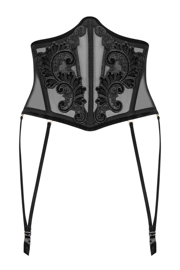 Taillenkorsett mit vertikalen Stäben und Samtdetails | Petite Noir