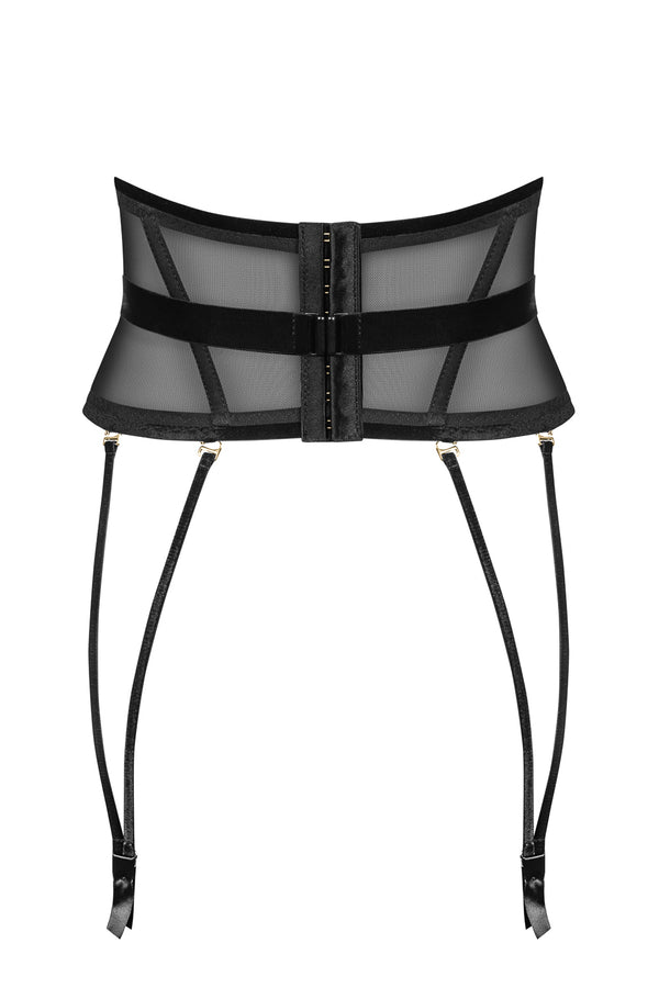 Taillenkorsett mit vertikalen Stäben und Samtdetails | Petite Noir