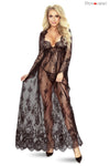 Langes transparentes Chemise mit Spitzendetails und passendem String | Provocative