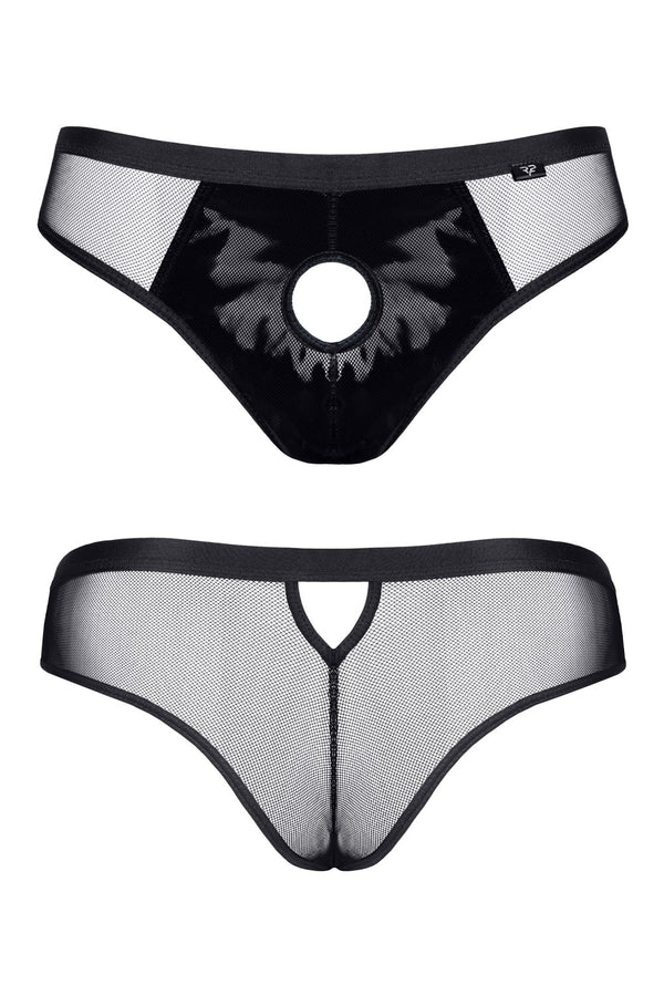 Netz-Slip ouvert REGaspar001 mit Vinyl-Einsatz | Regnes Fetish Planet