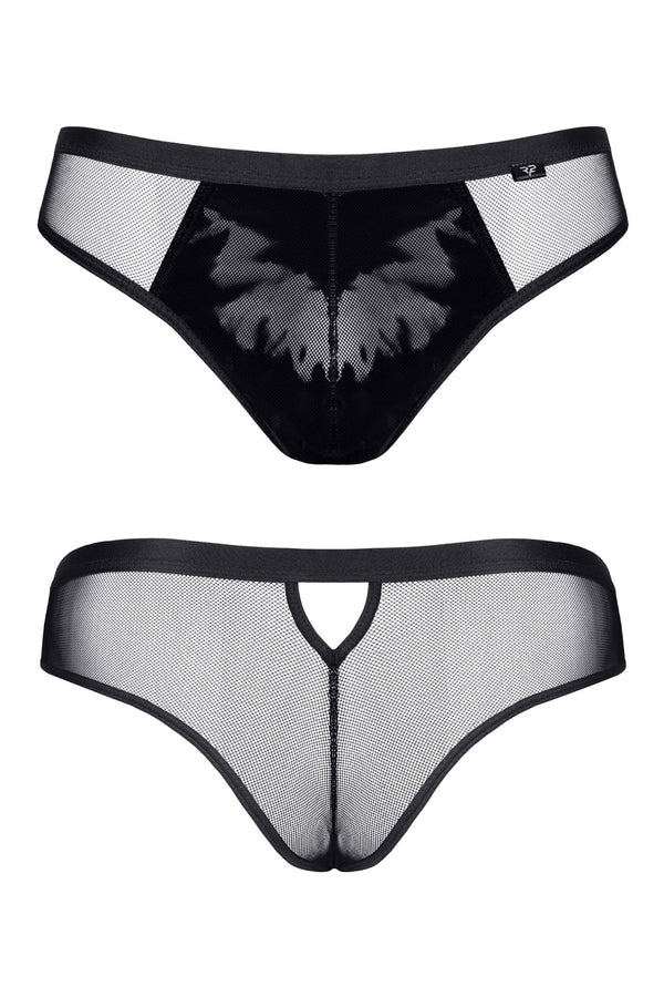 Transparenter Tüll-Slip mit Vinyl-Einsatz | Regnes Fetish Planet