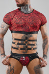 Harness Oberteil mit Gummibändern und Metallringen - SR-Zebra | Regnes Fetish Planet