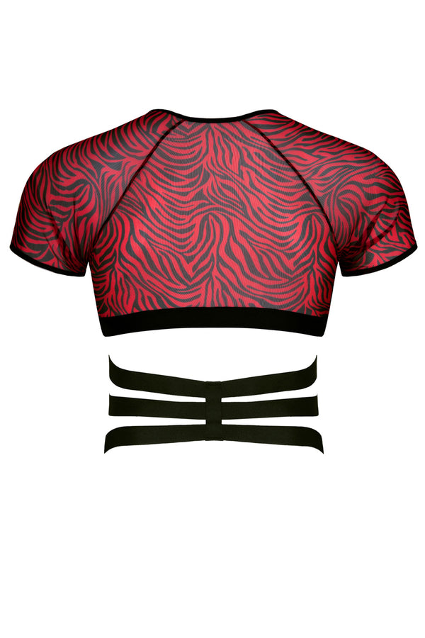 Harness Oberteil mit Gummibändern und Metallringen - SR-Zebra | Regnes Fetish Planet