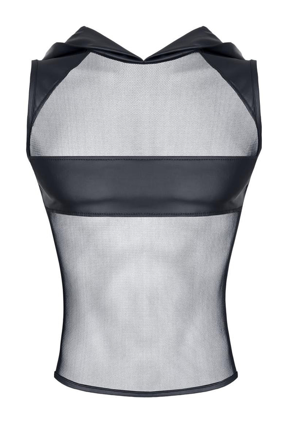 Transparentes Netz-Kapuzen-Shirt mit Wetlook-Optik | Regnes Fetish Planet