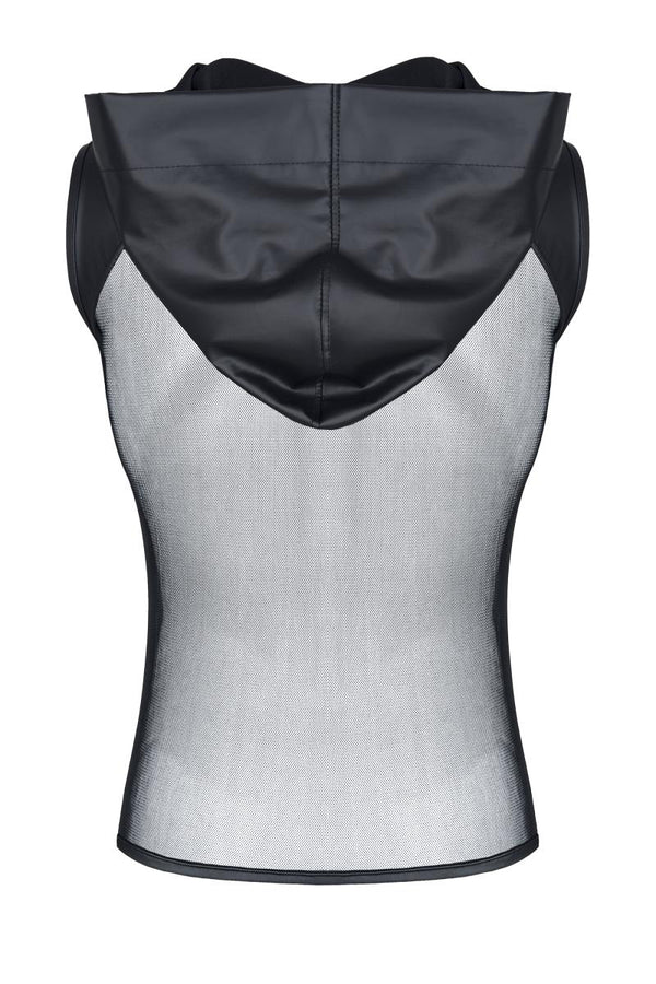 Transparentes Netz-Kapuzen-Shirt mit Wetlook-Optik | Regnes Fetish Planet