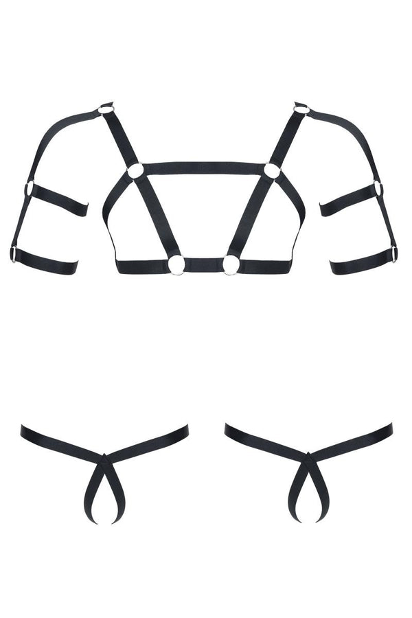 Elastisches Harness-Set mit Oberteil und zwei Unterteilen | Regnes Fetish Planet