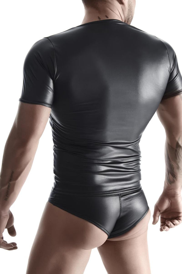 Transparenter Wetlook T-Shirt mit öffenbarem Brustbereich | Regnes Fetish Planet