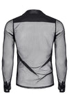 Herren Slim-Fit Hemd aus Wetlook-Mesh mit Metallknöpfen | Regnes Fetish Planet