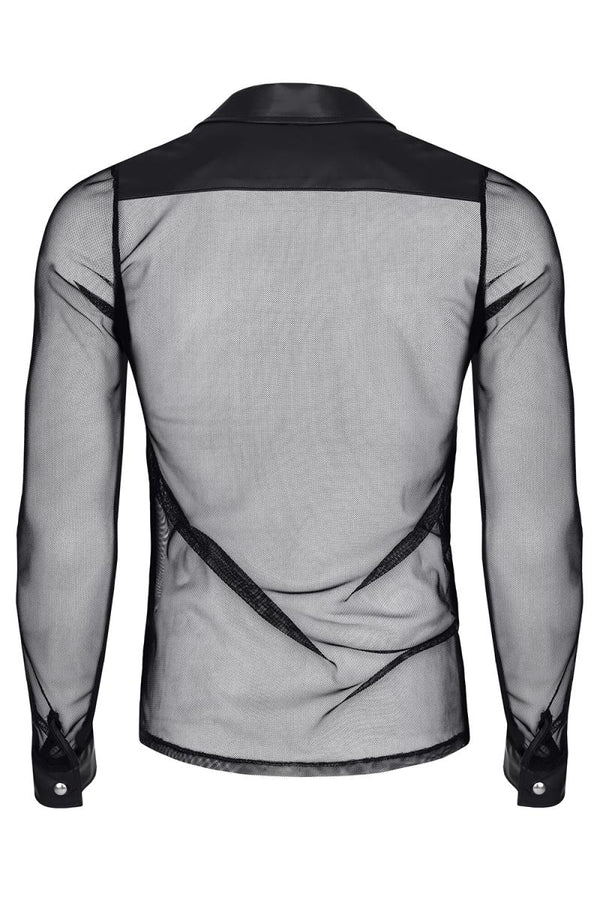 Herren Slim-Fit Hemd aus Wetlook-Mesh mit Metallknöpfen | Regnes Fetish Planet