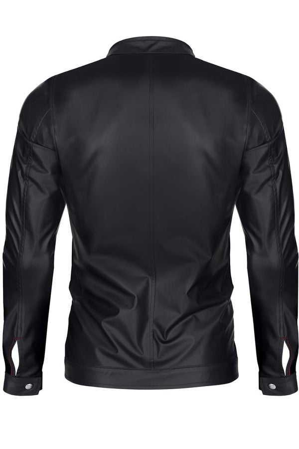 Slim-Fit Fliegerjacke aus Wetlook-Material mit Metallknöpfen | Regnes Fetish Planet