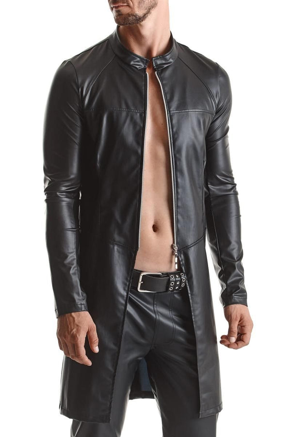 Eleganter Herren Wetlook Mantel mit diagonalen Nähten | Regnes Fetish Planet