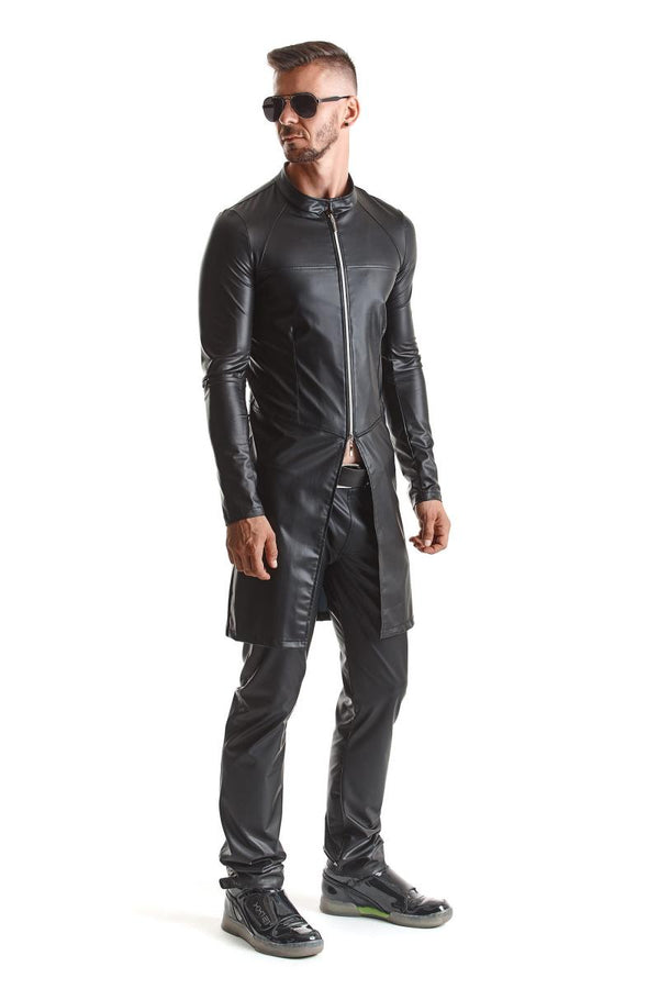 Eleganter Herren Wetlook Mantel mit diagonalen Nähten | Regnes Fetish Planet