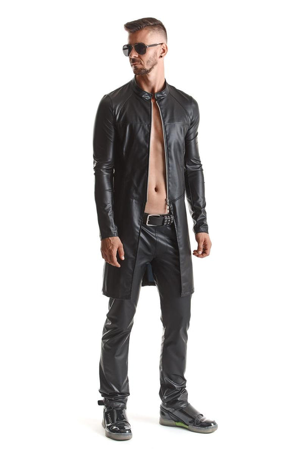 Eleganter Herren Wetlook Mantel mit diagonalen Nähten | Regnes Fetish Planet