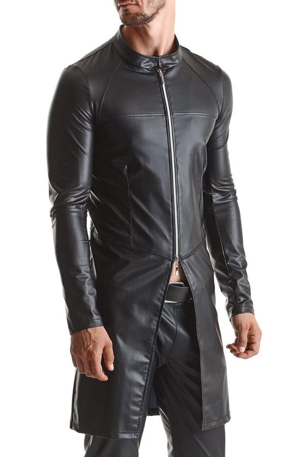 Eleganter Herren Wetlook Mantel mit diagonalen Nähten | Regnes Fetish Planet