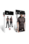 Schwarzes transparentes Herren-Shirt mit kapuze und praktischem reißverschluss | Regnes Fetish Planet