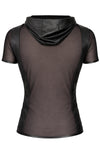 Schwarzes transparentes Herren-Shirt mit kapuze und praktischem reißverschluss | Regnes Fetish Planet