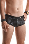 Herren Wetlook Shorts mit Reißverschluss und Druckknöpfen | Regnes Fetish Planet