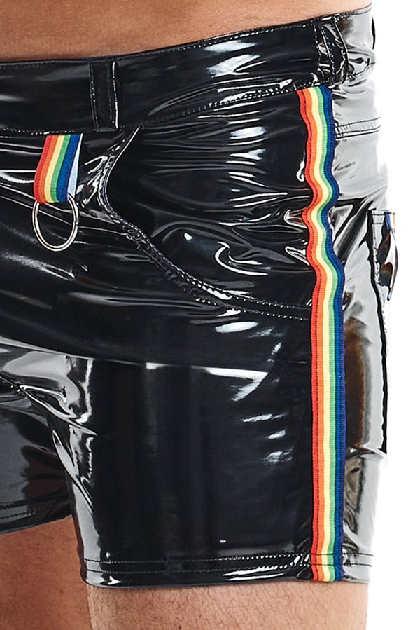 Lack-Shorts mit Taschen und Metallring | Regnes Fetish Planet