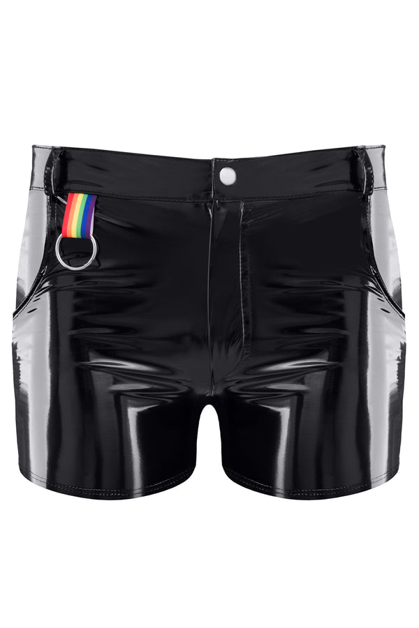 Lack-Shorts mit Taschen und Metallring | Regnes Fetish Planet