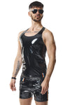 PVC Tank Top mit Regenbogen-Details | Regnes Fetish Planet