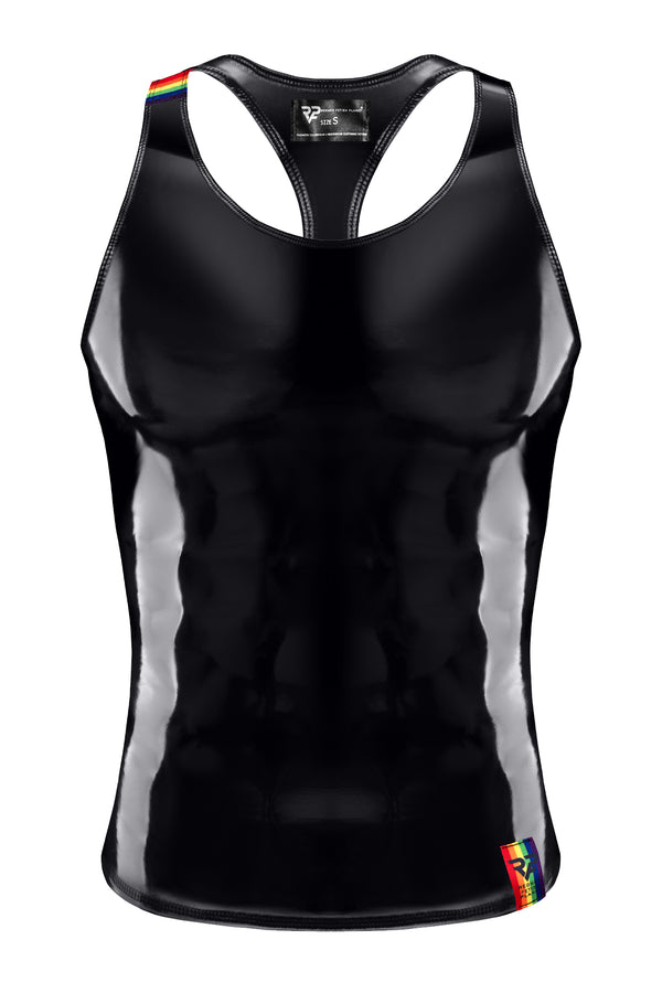 PVC Tank Top mit Regenbogen-Details | Regnes Fetish Planet