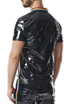 PVC Poloshirt mit Regenbogenfahne und Metallring | Regnes Fetish Planet