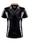 PVC Poloshirt mit Regenbogenfahne und Metallring | Regnes Fetish Planet