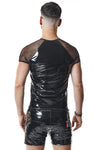 PVC Mesh T-Shirt mit Regenbogen-Patch für Herren | Regnes Fetish Planet