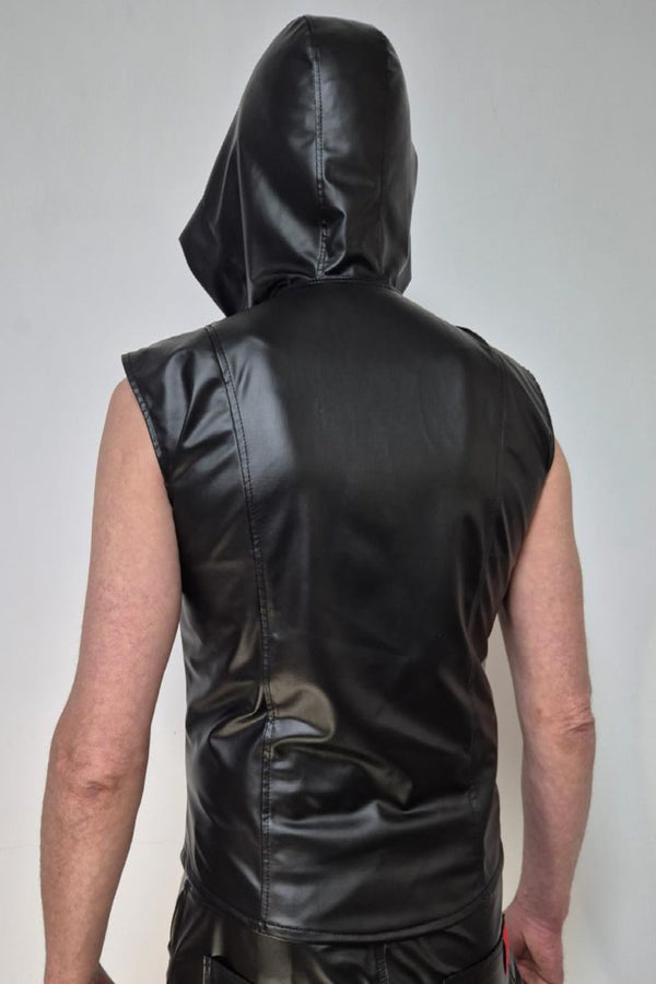 Herren Wetlook Weste mit Reißverschluss und vertikalen Stichen | Regnes Fetish Planet