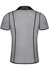 Transparentes Herren Mesh-Poloshirt mit Stehkragen | Regnes Fetish Planet