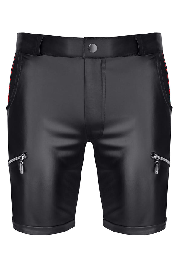 Schwarze verführerische Wetlook Shorts mit markanten Reißverschlussdetails | Regnes Fetish Planet