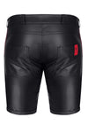 Schwarze verführerische Wetlook Shorts mit markanten Reißverschlussdetails | Regnes Fetish Planet