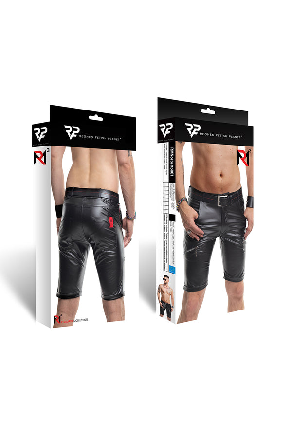 Schwarze verführerische Wetlook Shorts mit markanten Reißverschlussdetails | Regnes Fetish Planet