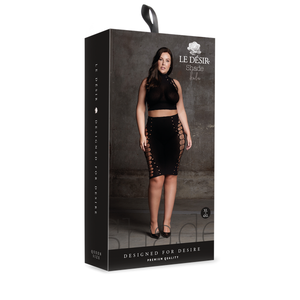 Schwarzes verführerisches zweiteiliges Set mit aufregenden Cutouts von Le Désir by Shots – Ansicht 9
