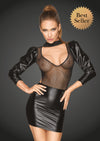 Sexy Powerwetlook- und Tüllkleid mit bauschigen Retro-Glamour-Ärmeln schwarz_88842.jpg