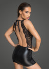 Sexy Powerwetlook und Lace Minikleid mit tiefem Ausschnitt am Rücken schwarz_88867.jpg