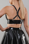 Vinyl Crop Top TDEike001 mit Metallnieten und Reißverschluss-Details | Demoniq SALE