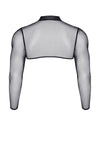 Sexy Mesh Crop-Top TDInge001 - Transparentes Langarm-Oberteil in Schwarz | Demoniq