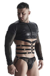 Transparentes Langarm-Netzshirt mit dehnbarem Harness-Einsatz | Regnes Fetish Planet