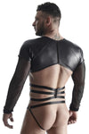 Transparentes Langarm-Netzshirt mit dehnbarem Harness-Einsatz | Regnes Fetish Planet