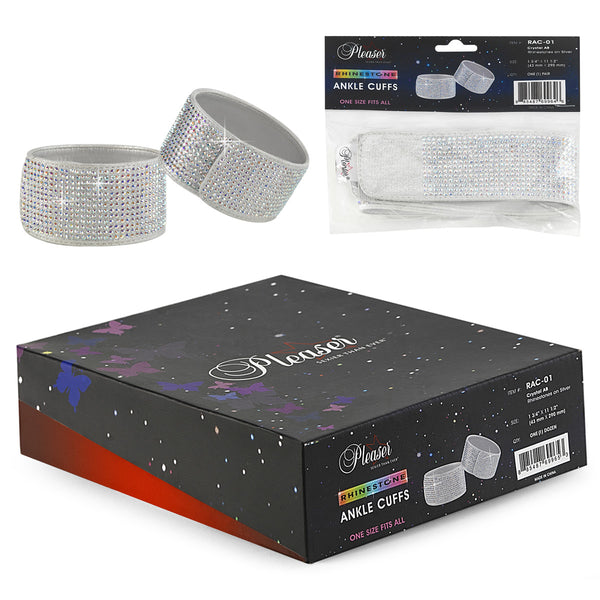 Ankle Cuffs Knöchelriemchen mit Glitzersteinchen Strass in Schwarz / Silber / Transparent von Pleaser – Ansicht 2